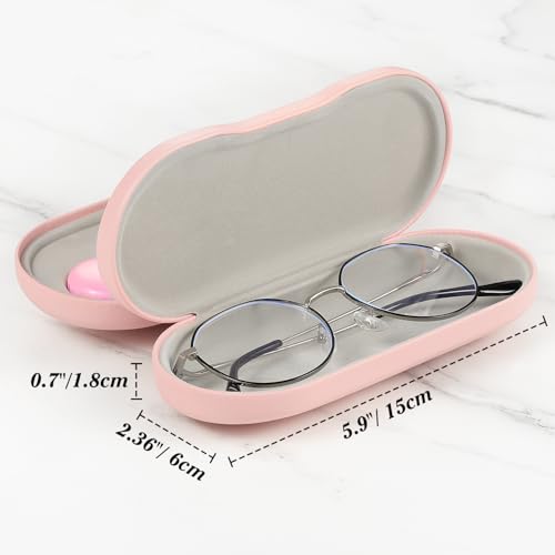 Image of MoKo Double Eyeglass Case, Contact Lens Case with Mirror Tweezers Remover, 2 in 1 Double Sided Portable Contact Lens Box Holder Container Soak Storage Kit Sunglasses Pouch for Men & Women, Pink