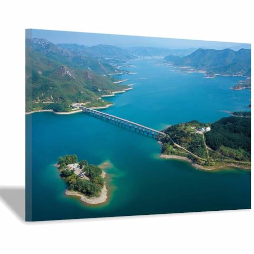 Poster vintage sur toile CUDAOO pont vert 70x100cm encadrée pour salon