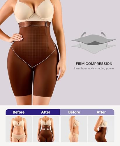Image of SHAPELLX Shapewear for Women Tummy Control Faja Body Shaper Butt Lifting High Waisted Shorts Thigh Slimmer Bodysuit