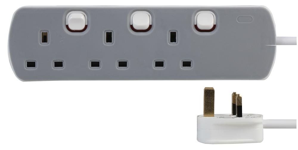PRO ELECpl13081 3 Socket 5 M Switched Extension Lead, Grey,White