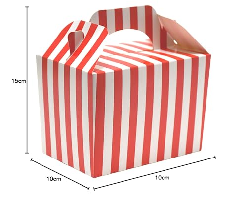 Lotus 40-Pack Vibrant Red Stripe Design Kids’ Party Boxes, Stylish & Versatile Loot Bags for Birthdays Weddings, Picnics - Image 2