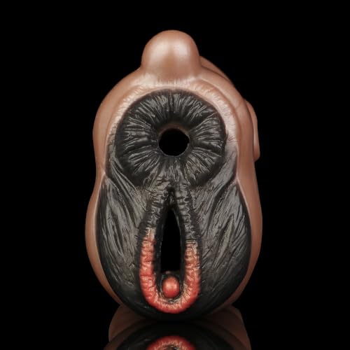 Masturbator mit zwei Kanälen in Kuhform, Penis-Training, Masturbation, Taschenmuschi, Saugnapf-Stimulator für Männer (braun)