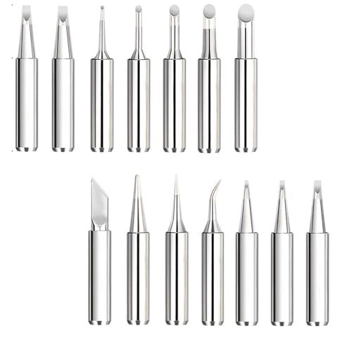 VARKAGE 14 Stück 900M Lötkolben Spitzen, Lötspitzen für Lötstationen, Schweißgeräte & Zubehör | Kompatibel mit Hakko, Yihua, Atten & Mehr (Silber)