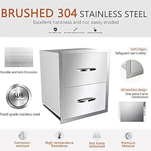 Outdoor Kitchen Drawer Stainless Steel Access Drawers for Outdoor Kitchen Island & Grill Station,18W X 23H X 23D Double Drawers Outdoor Kitchen Drawer Stainless Steel Access Drawers for Outdoor Kitchen Island Grill Station18W X 23H X 23D Double Drawers