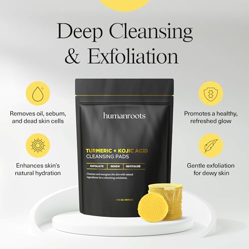 turmeric kojic acid cleansing pads - turmeric face scrub pads with vitamin c 30 pads kojic acid and turmeric cleansing pads for exfoliation - made with vitamin b5