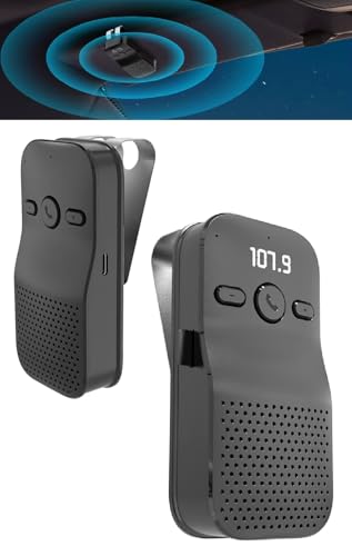 Kit vivavoce per auto Bluetooth 5.4 Display digitale con scheda SD da 32 GB Wireless veicolo BT vivavoce microfono visiera parasole Lettore musicale FM con microfono