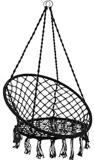 Gr8 Garden Hanging Hammock Chair Outdoor Indoor Garden Patio Durable Swing Rope Net Macrame Seat[Black]