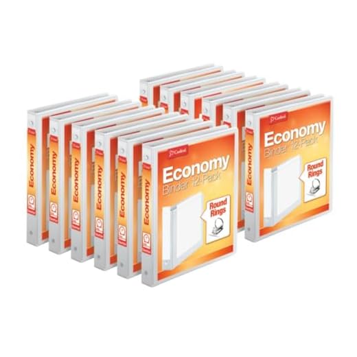 Cardinal Economy 3-Ring Binders, 1", Round Rings, Holds 225 Sheets, ClearVue Presentation View, Non-Stick, White, Carton of 12 (90621)