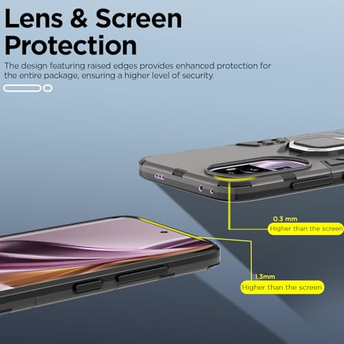 Image of Pikkme Oppo Reno 10 Pro Plus 5G Back Cover | D5 Tough Armor Bumper | 360 Protection Case | Ring Holder Stand Case for Oppo Reno 10 Pro Plus 5G (Black)