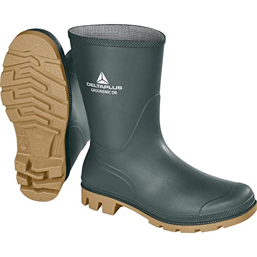 DELTA PLUS Men's Deltaplus Groundmc OB SRA Working Half Wellington Boots Industrial, Green-Beige, 9 UK