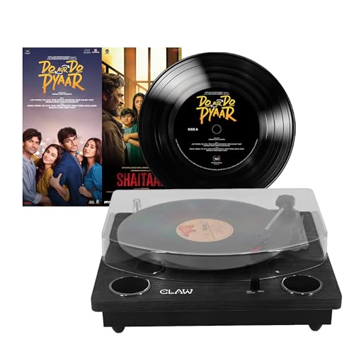 Image of Claw Stag Superb Plus Vinyl Record Player with Built-in Stereo Speaker & USB Digital Conversion + Shaitaan & Do AUR Do Pyaar Premium Vinyl Record Disc|Black