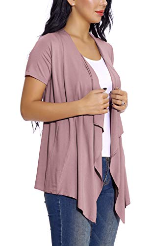 Womens Short Sleeve Open Drape Front Cardigan for Women Irregular Hem Summer Vest4