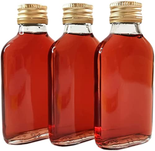 20 botellas de vidrio de 100 ml (0,1 L) y tapas de metal (Twist on Tapas) – Home Brewing Gin Oil Vinagre Vodka – DIAH (20 botellas de 100 ml + tapones de rosca dorados)