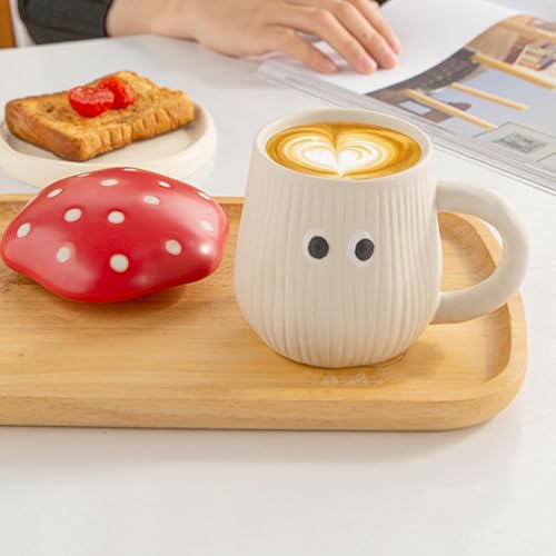 Taza de Cerámica con Tapa y Cuchara 420 ml con Forma de Hongo miniatura 3
