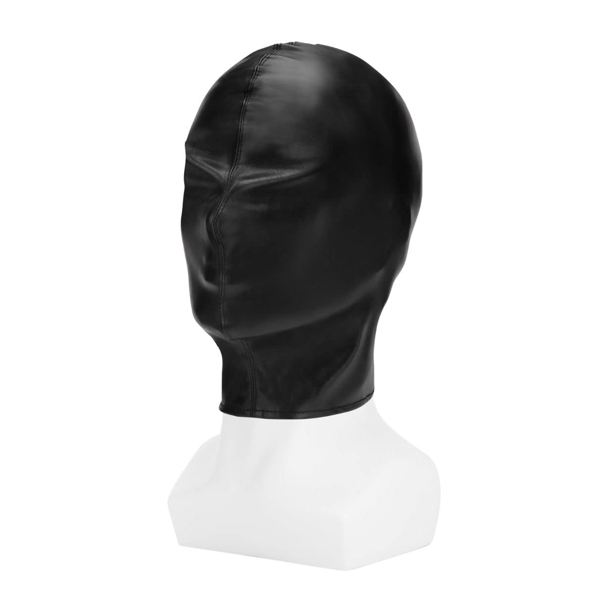 Me You Us Full Coverage Hood – Black PU Leather Bondage Hood for Sensory Deprivation, Roleplay & Fetish Play, Comfortable BDSM Mask for Dominance & Submission