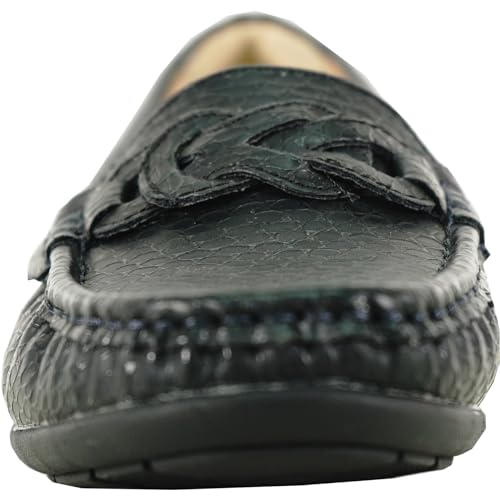 Image of KOZI Women Comfort Casual Wedge Shoe Slip-On Loafer ML Collection Round Toe Penny Loafer Removable Insole Black Champagne