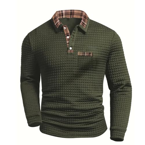 Men's Quarter Button Sweater Long Sleeve Mock Neck Pullover Gentleman Fashion Knitted Plaid Henley Tops with Pocket2