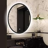 miroir rétro éclairé rond Cadre en polyuréthane : Le cadre ovale à perles de style antique est fabriqué en polyuréthane (PU), un matériau léger et imperméable. Vous pouvez donc l'utiliser sans problème dans la salle de bain.