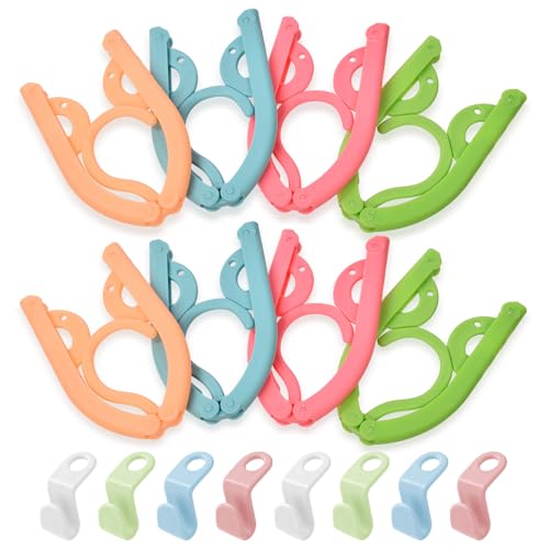 OSDUE Faltbare Kleiderbügel - Tragbare, Zusammenklappbare Reise-Kleiderbügel mit 8 Stück Verbindungshaken für Zuhause, Hotel, Reisen, Camping