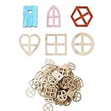 100pcs Wood Window Cutouts - Multipurpose Unfinished Wood Slices, Unfinished Wood Crafts for DIY, Kids Crafts, and Home Decor Projects