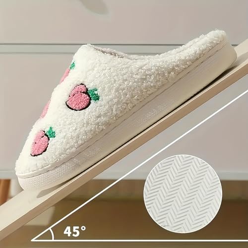 Image of Women's Men's Cute Fuzzy Heart Slippers Memory Foam Fluffy Couple Slippers Cozy House Indoor Outdoor Shoes