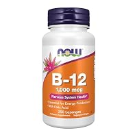 NOW Vitamin B-12 (1000 mcg) with Folic Acid,250 Chewable Lozenges
