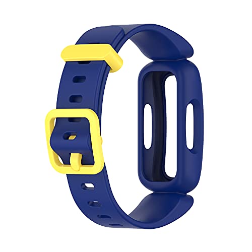 Panda Bobo Compatible with Fitbit Ace 3 for Kids Soft Silicone Waterproof Bracelet Accessories Sports Watch Strap (Dark Blue+Yellow) - Image 3