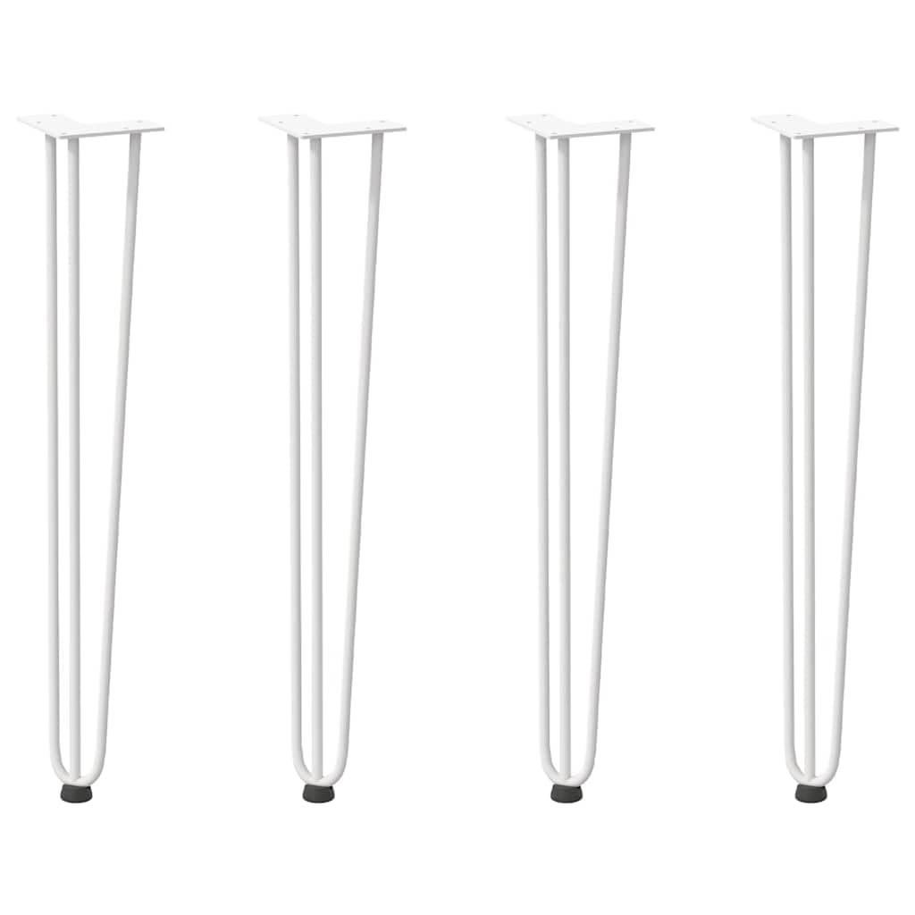 Modernas patas de mesa con nivelación de pies ajustables y agujeros pretaladrados: 4 patas de horquilla con recubrimiento en polvo para mesa de centro de acero macizo en color blanco, 72 cm