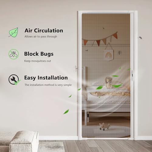 Guardian Built Guardian Retractable Screen Door-Retractable Screen Doors For Single Door (36''X 80'',White) Heavy Duty Aluminum Easy Assemble Invisible Screen Door Patio Mosquito Proof Adjustable Width 32''- 36'' thumb #3