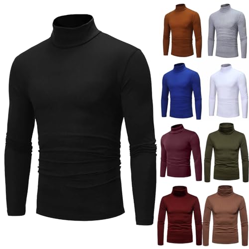 Men's Slim Fit Turtleneck Sweater Casual Thermal Basic Knitted Pullover Long Sleeve Soft Plain Sweaters for Men