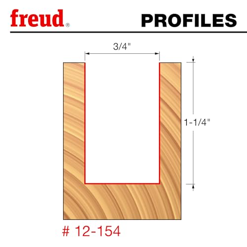 Image of Freud 12-154: 3 /4 inch (dia.) Double Flute Straight Bit with 1 /2 inch shank, 1-1 /4 inch carbide height Red