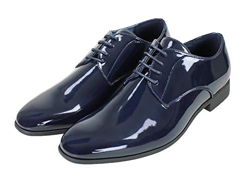 Eleganti e da cerimonia Scarpe Uomo Class Blu/Nero Lucido Vernice Eleganti Cerimonia (#A2 Blu, Sistema Taglie Calzature EU, Adulto, Numero, Media, 41)