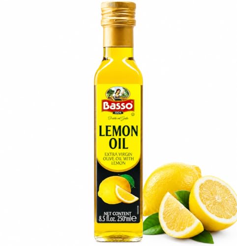 BASSO 1904 - Lemon Oil, Infused Premium Extra Virgin Olive Oil, 8.5 Fl Oz (250 ml), Finishing, Cooking, Dipping, Dressing, and Tasting