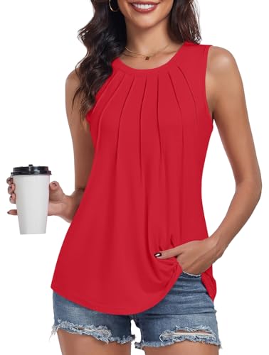 Débardeur plissé rouge à col rond Syoss en taille M pour femme
