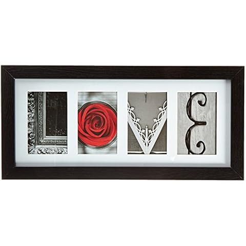Imagine Letters 4-Opening 4" x 6" White Matted Black Photo Collage Frame Cover
