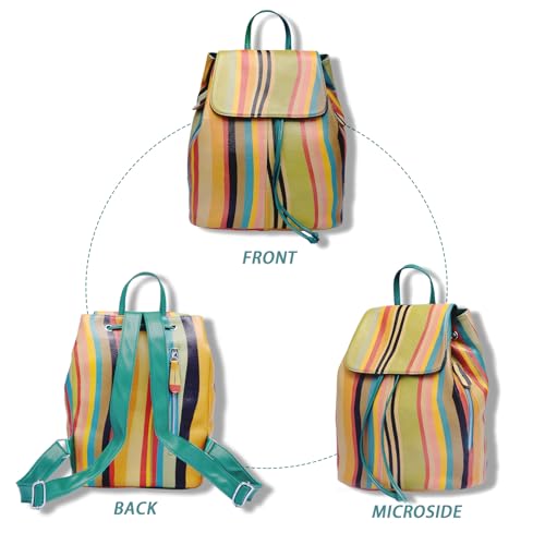 Image of BOYATU Leather Backpack Purse for Women: Ladies Travel Fashion Back Pack - Designer Leather Bag Casual Handbags (Rainbow)