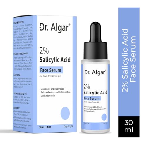 Image of Dr. Algar Anti-Acne 2% Salicylic Acid Face Serum for All Skin Types 30 ml | Reduces Blackheads,Oiliness, Excess Oil & Bumpy Texture | BHA Based Exfoliant