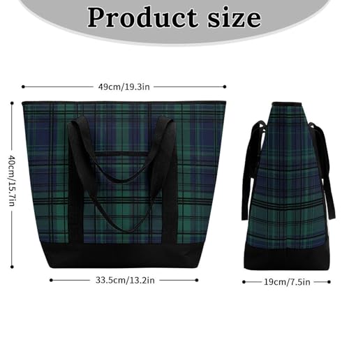Scottish Tartan Plaid Shopping Bags Insulated Lunch Bag Shoulder Grocery Bags for Work Travel Beach2