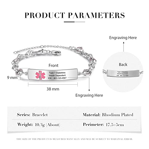 Personalized Custom Stainless Steel Medical ID Bracelets for Women2