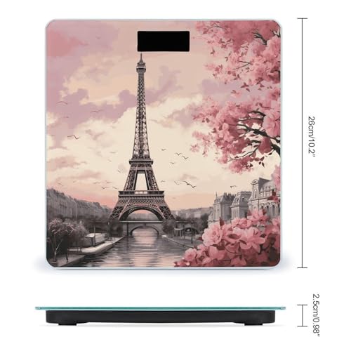 Báscula digital de baño romántica París con plataforma amplia miniatura 2