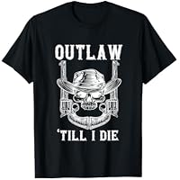 Outlaw Until I Die Bandit Skull Revolver Western Angustised