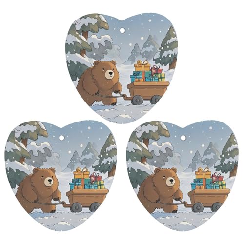 3Pcs Love form Gift-giving Bear Printed Hanging Fragrance Scented Cards Air Fresheners Aromatherapy Tablets for Car Bedroom Wardrobe Shoe Cabinet Travel -  JTKLQBN