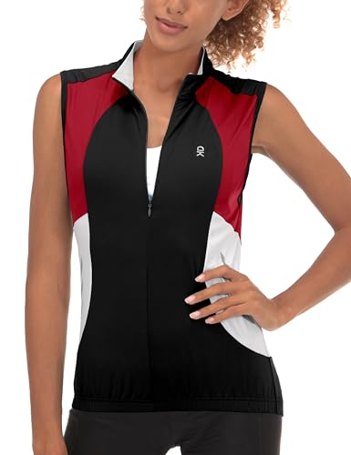 Image of Little Donkey Andy Women's Half Zip Breathable Cycling Vests Reflective Sleeveless Jerseys Shirts Golf 4 Rear Pockets