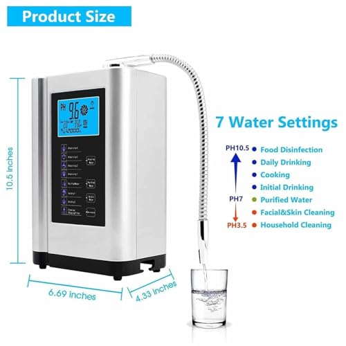 Foto von Alkalischer Wasserionisierer, PH 3-10,5 alkalisches, saures Wassergerät, bis zu -500 mV ORP, 8000 Liter pro Filter, 7 Wassereinstellungen, intelligente Sprachsteuerung,White