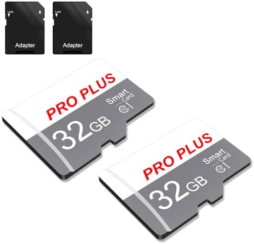 2 Pack Micro SD Card 32GB with SD Adapter High Speed Memory Card Up to 80Mb/s UHS-I Class 10 Memory TF Card for Tablet/Mobile Phone/Camera/Car Audio/Game Console (TF183 White Gray 32GB)