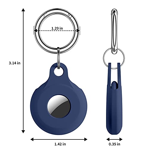 Akkerds Case Compatible With Apple Airtag Case 2021 1St Generation, 3-Pack Soft Silicone Protective Holder Compatible With Airtag Keychain Loop, Anti-Scrath Cover, Black/Navy/White #TOP3