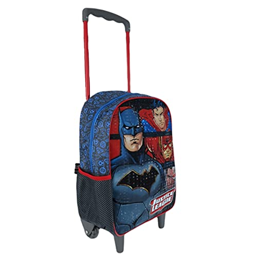 Mala Escolar com Rodinhas 14, Liga da Justiça, 8871, Azul