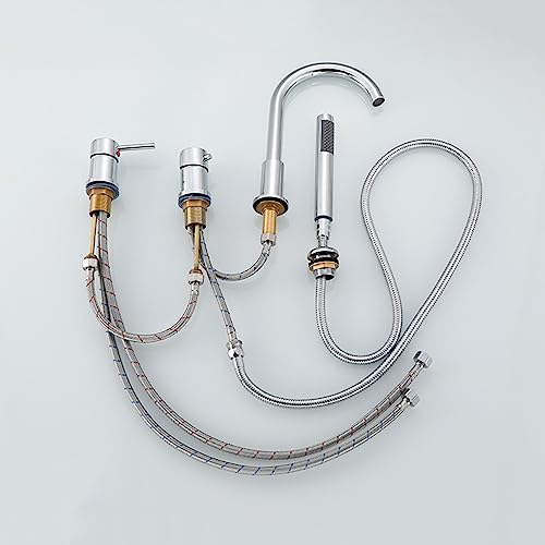 Ensemble de robinets de luxe 4 trous finition noir et chrome