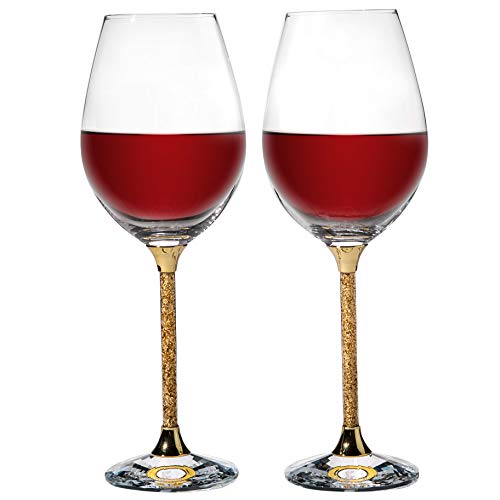 Matashi Crystal Gold Foil Wine Glasses Set Lead-Free Gold Crystal