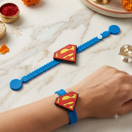 Image of Storio Superman S-Shield Silicone Band Rakhi | Officially Licensed | Rakhi for Boys, Bhaiya, Bhai | Raksha Bandhan Gift